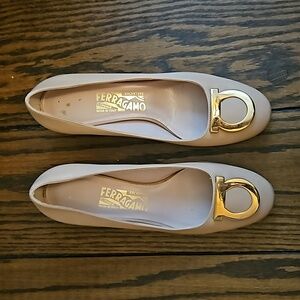 Tan Ferragamo heels